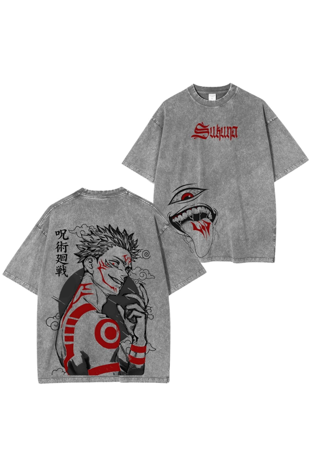 Sukuna Acid Wash Oversized Tee