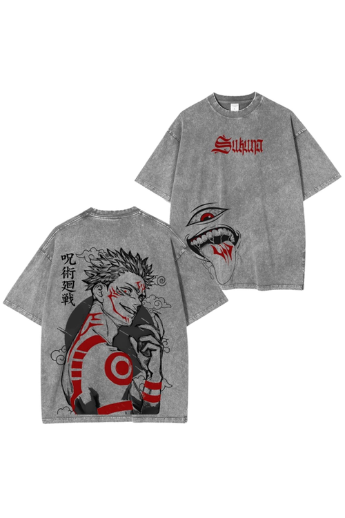 Sukuna Acid Wash Oversized Tee